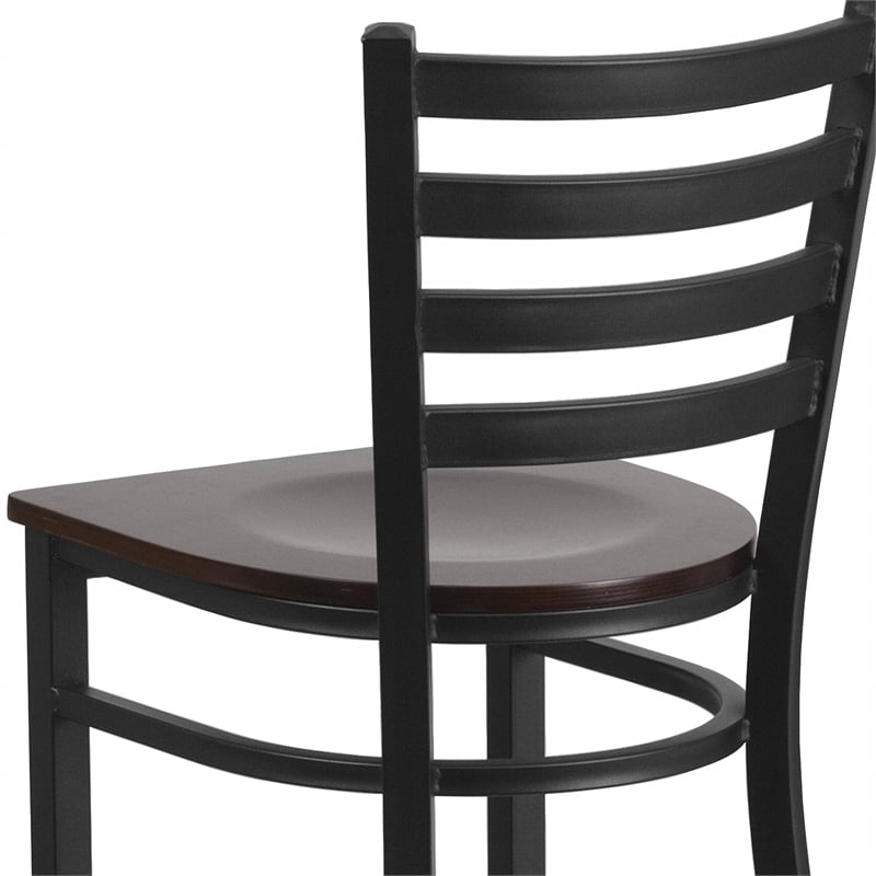 Flash Furniture Metal Restaurant Bar Stool in Black and Walnut