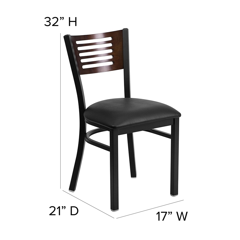 Flash Furniture Metal Restaurant Dining Chair in Black and Mahogany