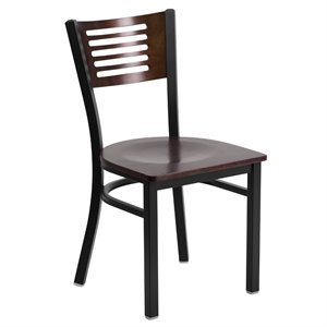 flash furniture metal restaurant dining chair in black and walnut