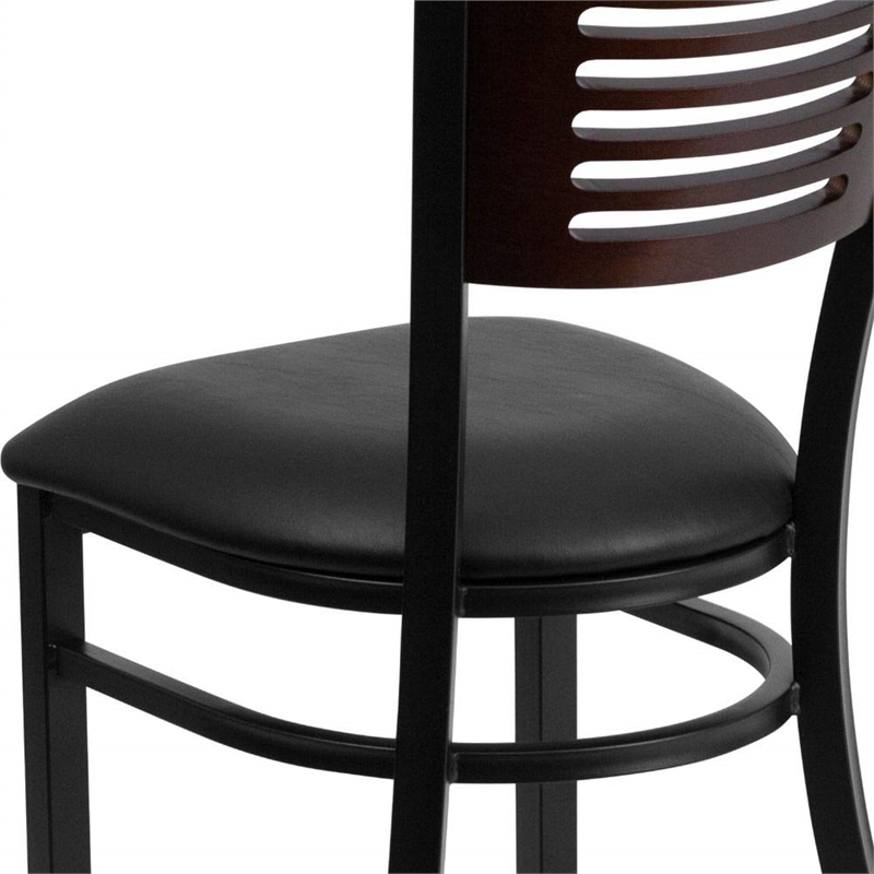 Flash Furniture Metal Restaurant Dining Chair in Black and Mahogany