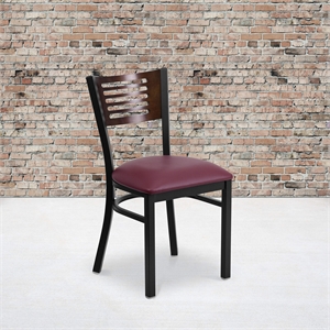 Flash Furniture Metal Restaurant Dining Chair in Black and Burgundy