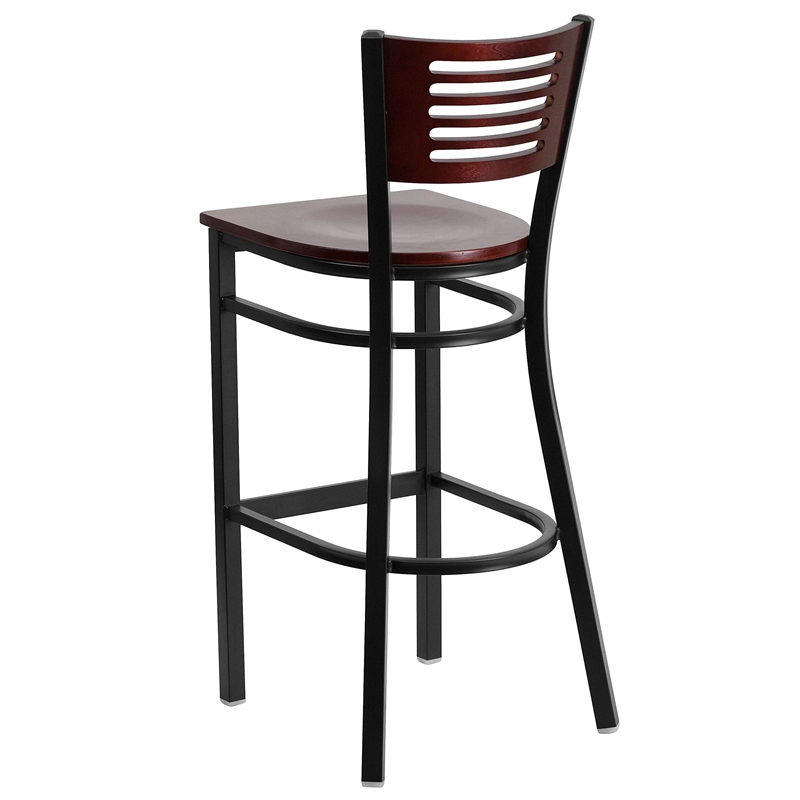 Flash Furniture Metal Restaurant Bar Stool in Black and Mahogany