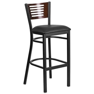 Flash Furniture Metal Restaurant Bar Stool in Black and Walnut