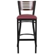 Flash Furniture Metal Restaurant Bar Stool in Burgundy and Walnut