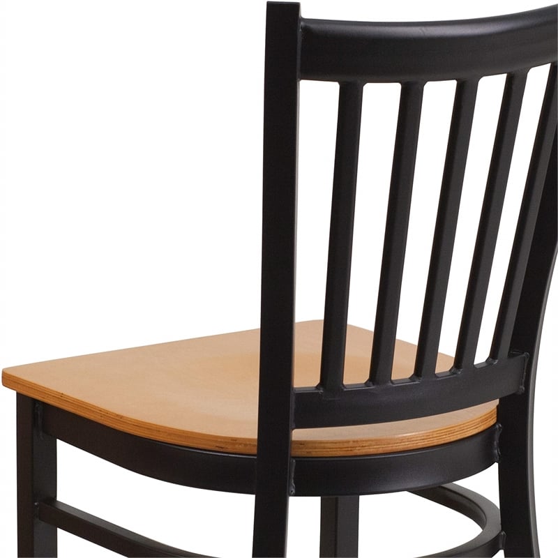 Flash Furniture Restaurant Dining Chair in Black and Natural