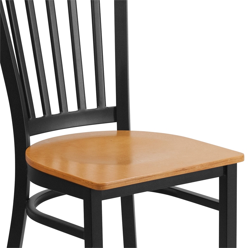 Flash Furniture Restaurant Dining Chair in Black and Natural