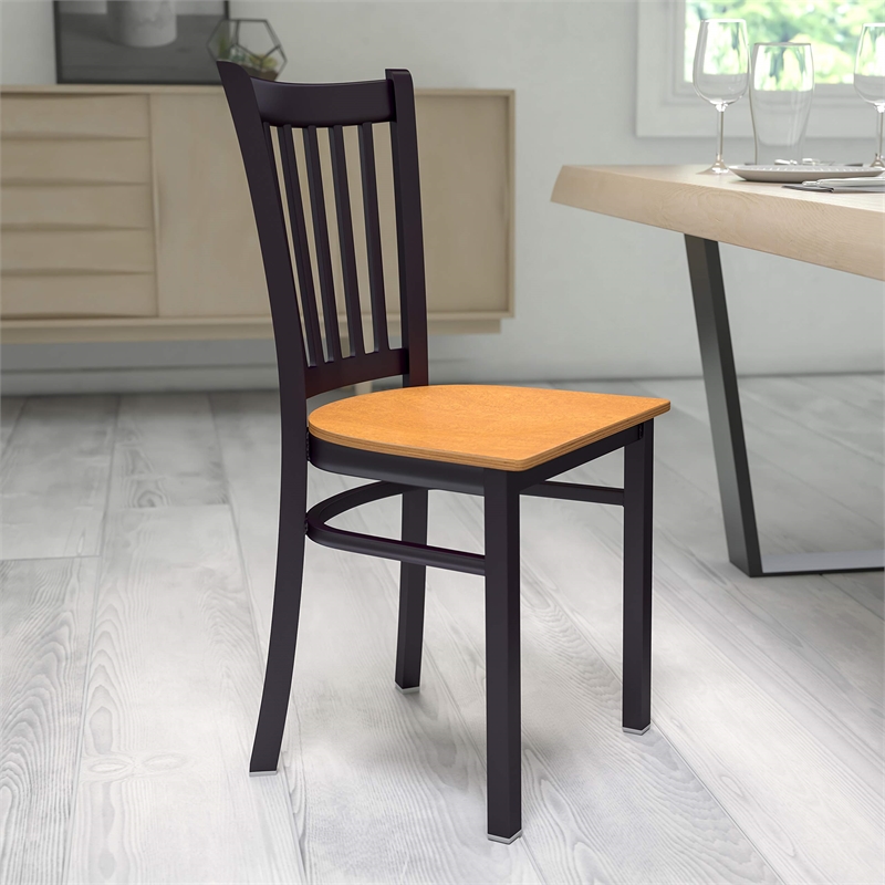 Flash Furniture Restaurant Dining Chair in Black and Natural