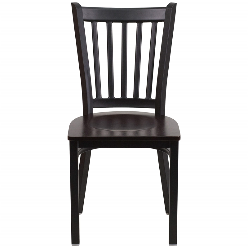 Flash Furniture Restaurant Dining Chair in Black and Walnut