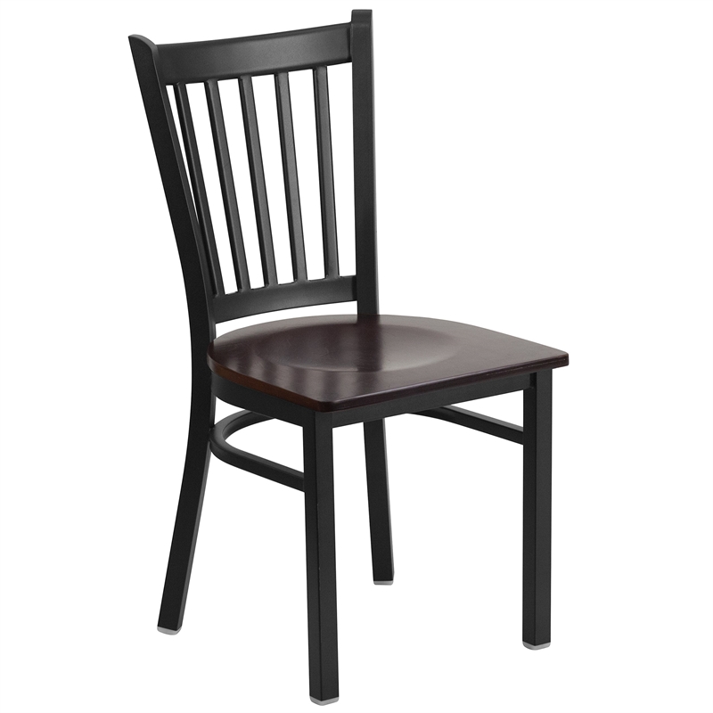 Flash Furniture Restaurant Dining Chair in Black and Walnut