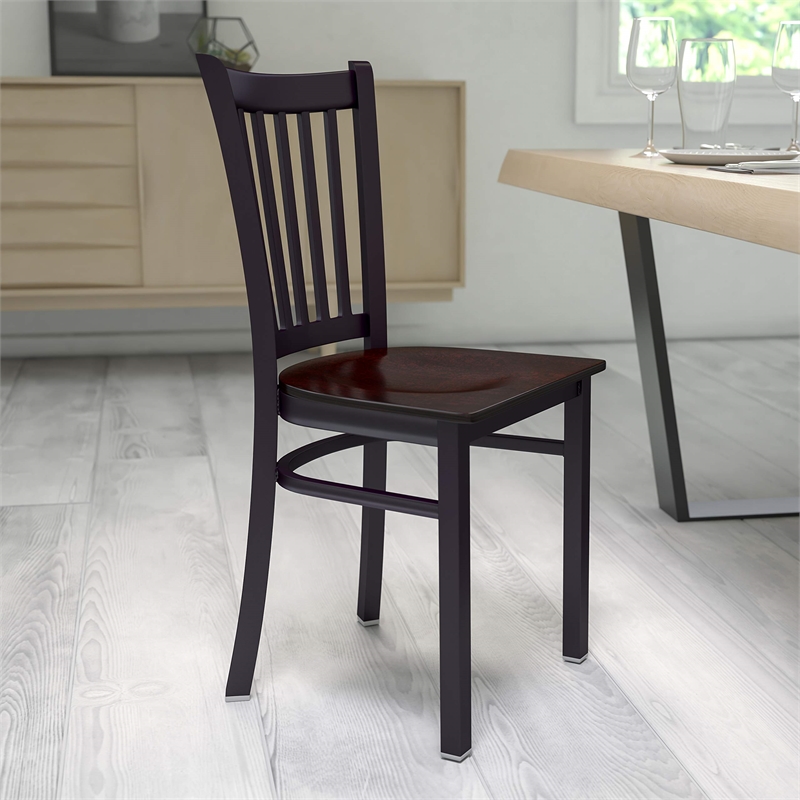 Flash Furniture Restaurant Dining Chair in Black and Walnut