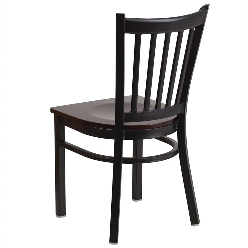 Flash Furniture Restaurant Dining Chair in Black and Walnut