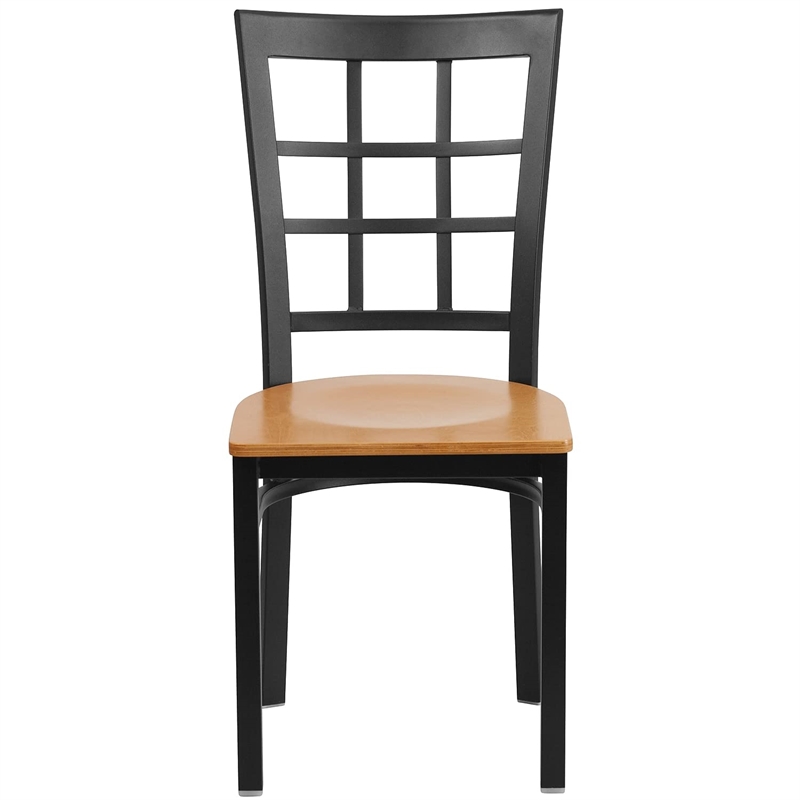 Flash Furniture Restaurant Dining Chair in Black and Natural