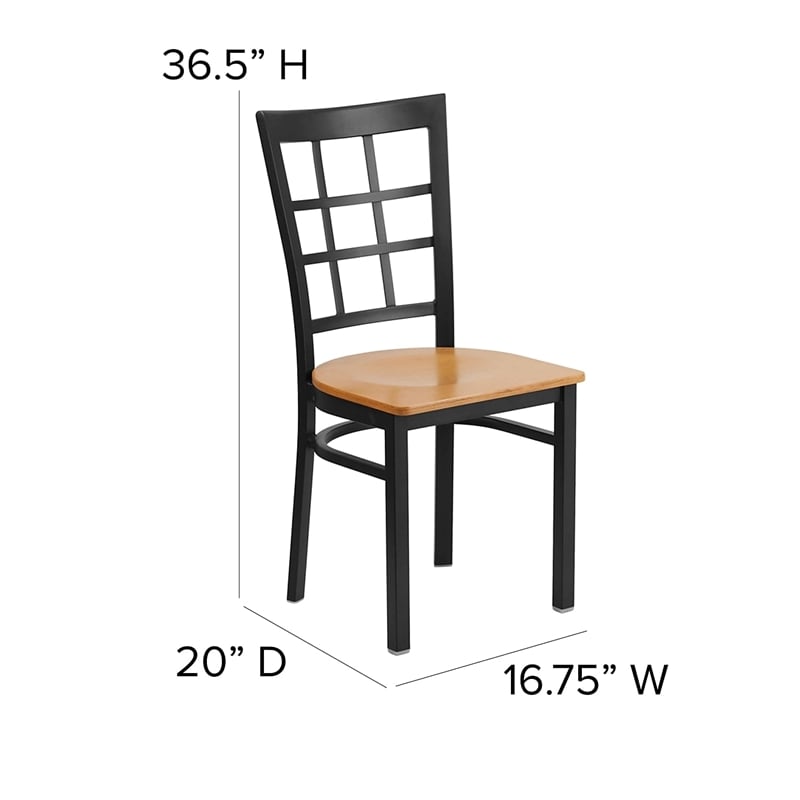 Flash Furniture Restaurant Dining Chair in Black and Natural
