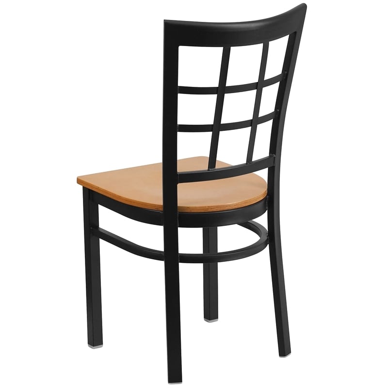 Flash Furniture Restaurant Dining Chair in Black and Natural