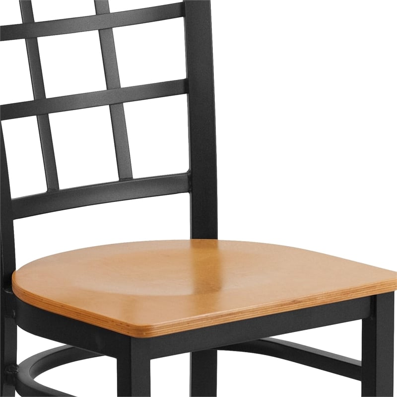 Flash Furniture Restaurant Dining Chair in Black and Natural