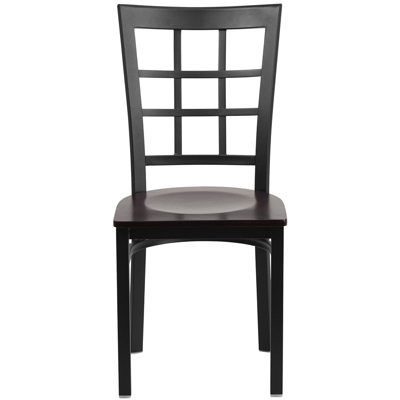 Flash Furniture Restaurant Dining Chair in Black and Walnut