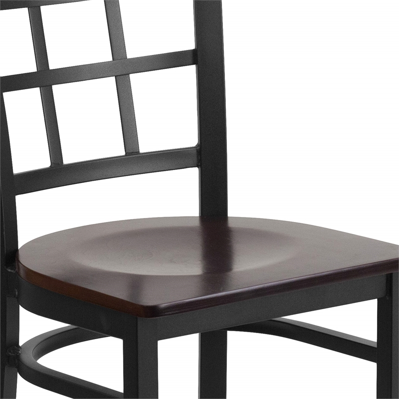 Flash Furniture Restaurant Dining Chair in Black and Walnut