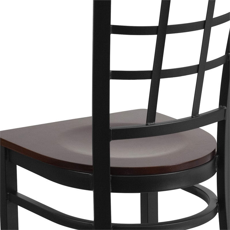 Flash Furniture Restaurant Dining Chair in Black and Walnut
