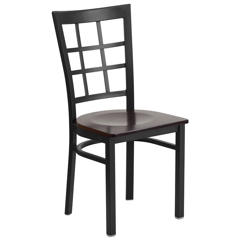 Flash Furniture Restaurant Dining Chair in Black and Walnut