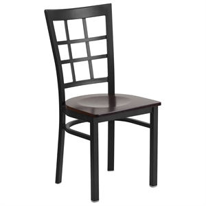 Flash Furniture Restaurant Dining Chair in Black and Walnut
