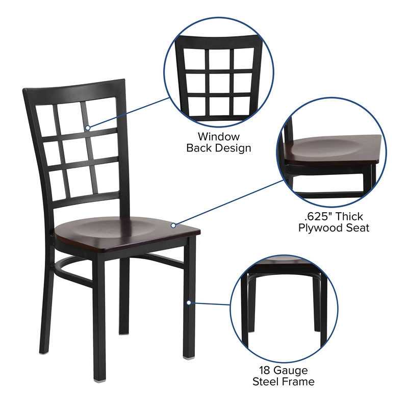 Flash Furniture Restaurant Dining Chair in Black and Walnut