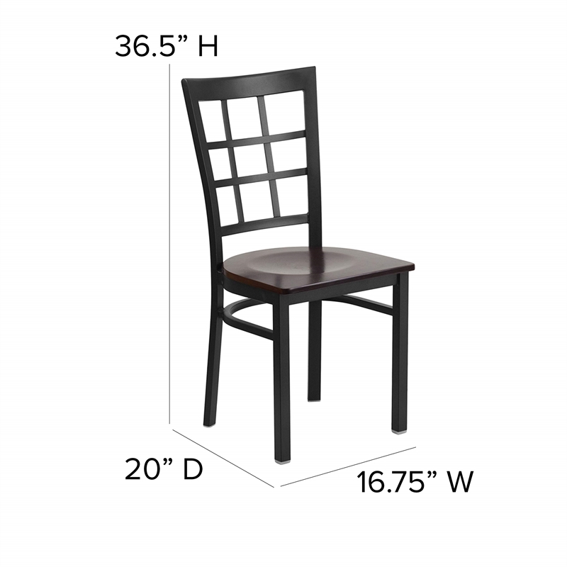 Flash Furniture Restaurant Dining Chair in Black and Walnut