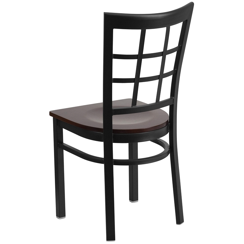 Flash Furniture Restaurant Dining Chair in Black and Walnut
