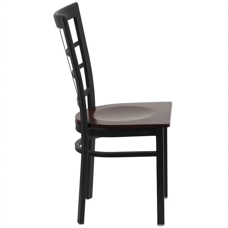 Flash Furniture Restaurant Dining Chair in Black and Walnut