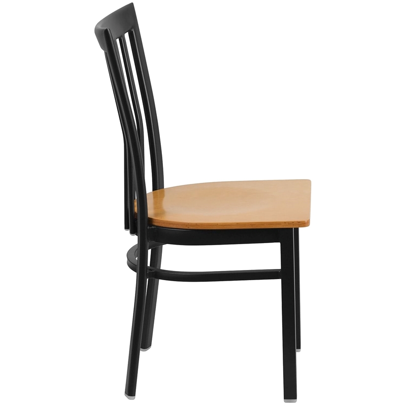 Flash Furniture Restaurant Dining Chair in Black and Natural