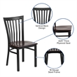Flash Furniture Restaurant Dining Chair in Black and Walnut