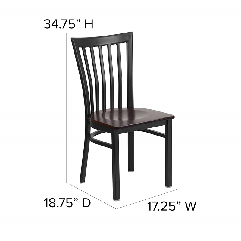 Flash Furniture Restaurant Dining Chair in Black and Walnut