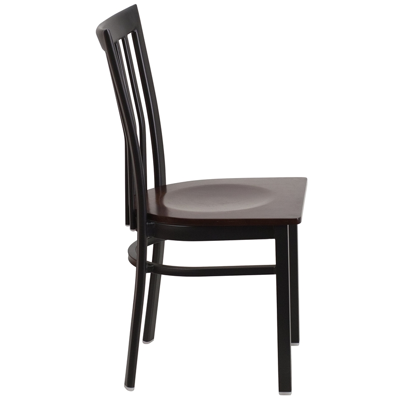 Flash Furniture Restaurant Dining Chair in Black and Walnut