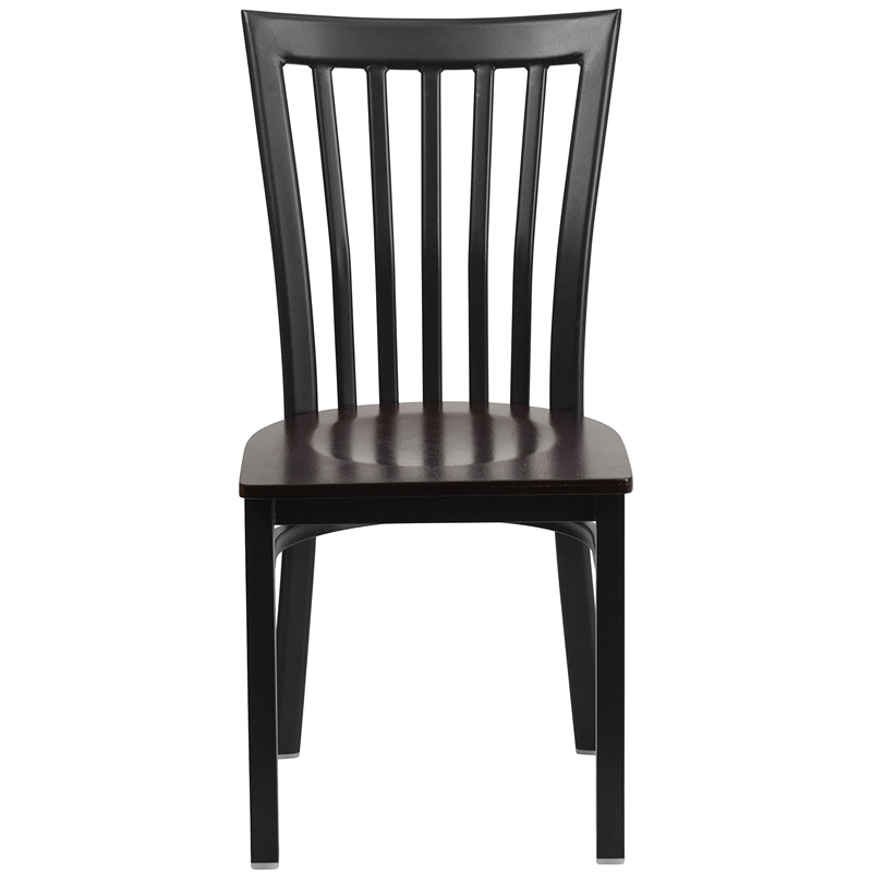 Flash Furniture Restaurant Dining Chair in Black and Walnut