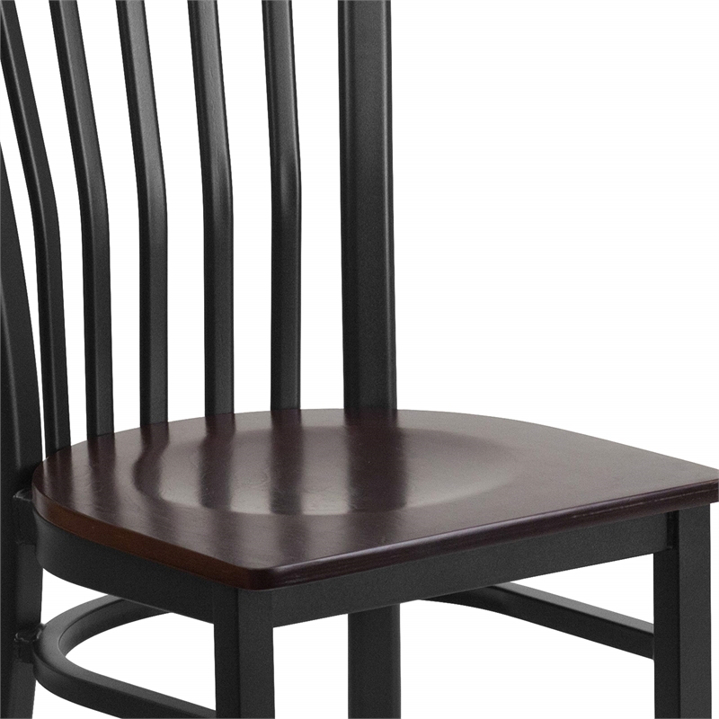 Flash Furniture Restaurant Dining Chair in Black and Walnut