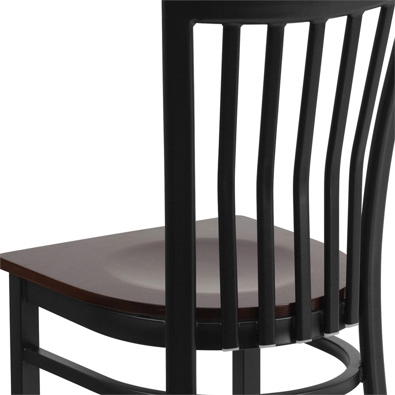 Flash Furniture Restaurant Dining Chair in Black and Walnut