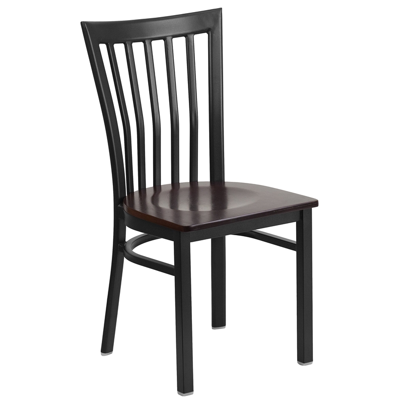 Flash Furniture Restaurant Dining Chair in Black and Walnut