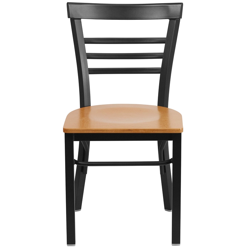 Flash Furniture Restaurant Dining Chair in Black and Natural