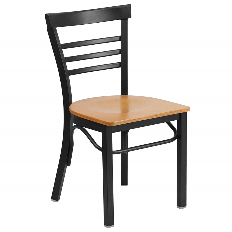 Flash Furniture Restaurant Dining Chair in Black and Natural