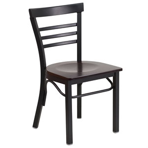 Flash Furniture Restaurant Dining Chair in Black and Walnut