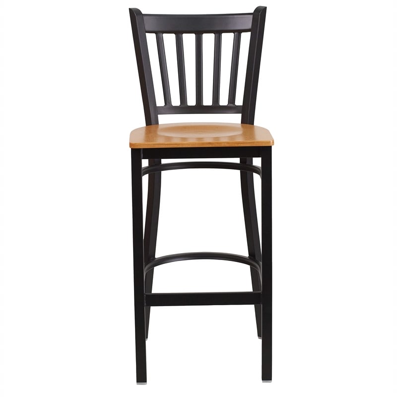 Flash Furniture Metal Restaurant Bar Stool in Black and Natural