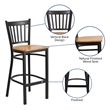 Flash Furniture Metal Restaurant Bar Stool in Black and Natural