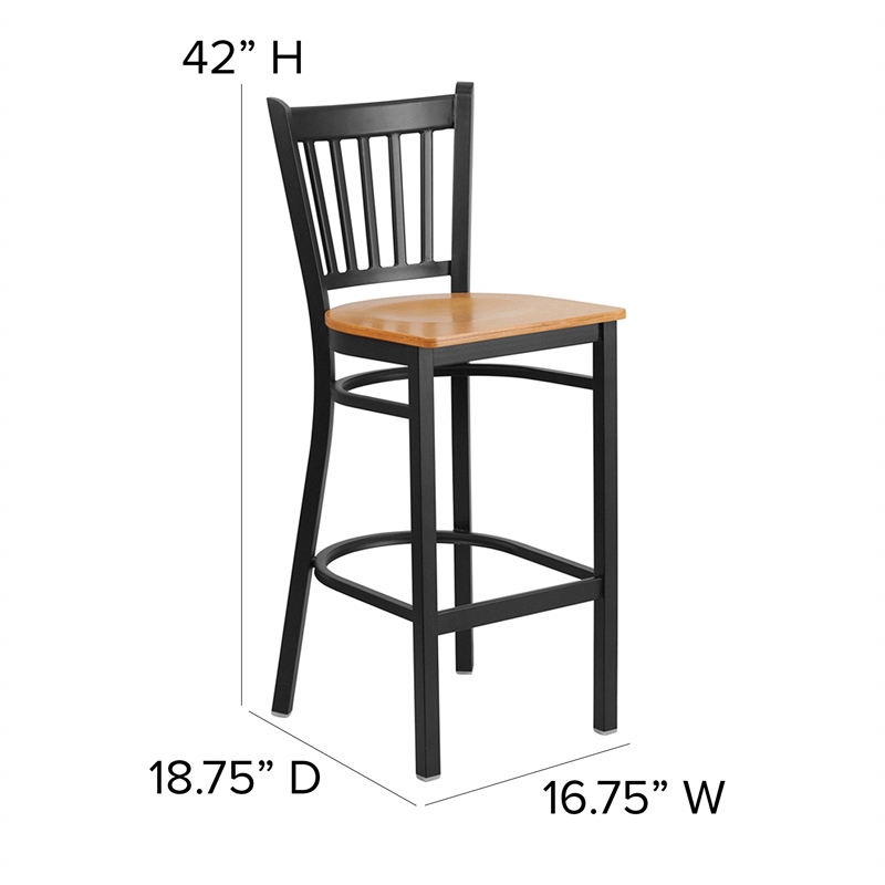 Flash Furniture Metal Restaurant Bar Stool in Black and Natural