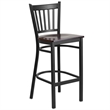 Flash Furniture Metal Restaurant Bar Stool in Black and Walnut
