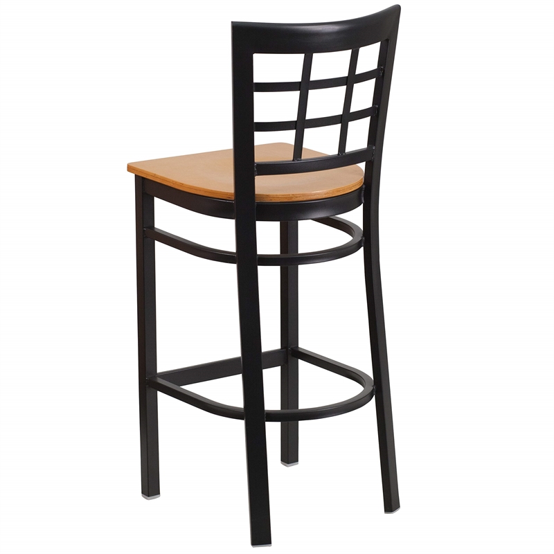 Flash Furniture Metal Restaurant Bar Stool in Black and Natural
