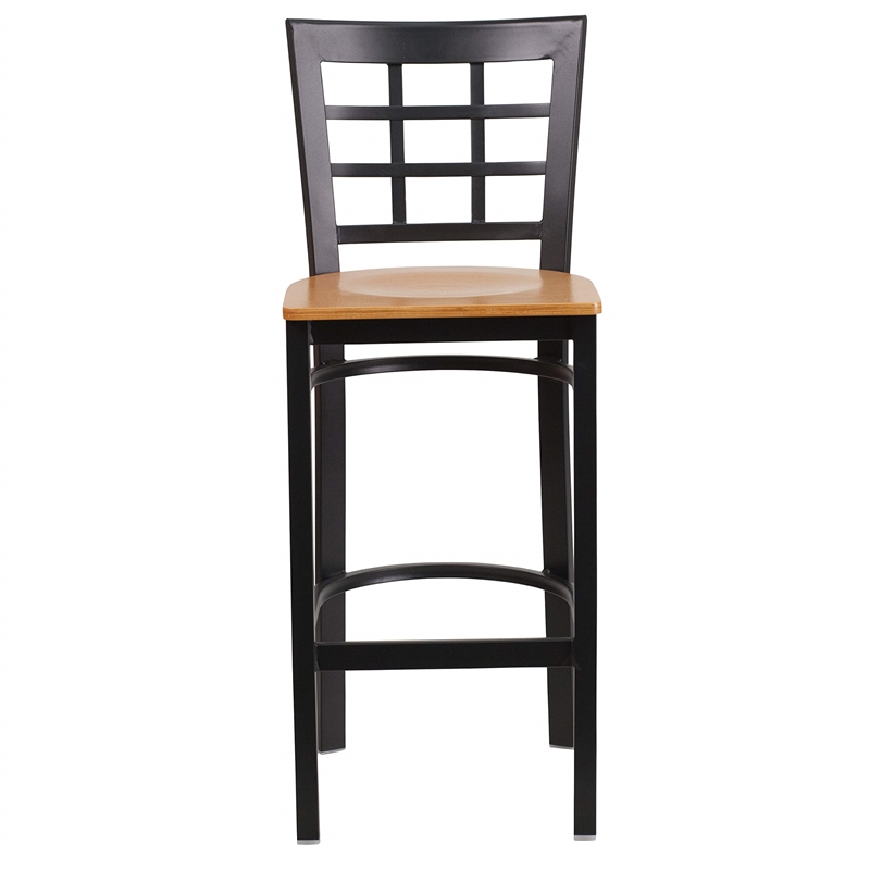 Flash Furniture Metal Restaurant Bar Stool in Black and Natural