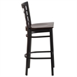 Flash Furniture Metal Restaurant Bar Stool in Black and Walnut