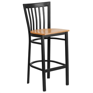 Flash Furniture Metal Restaurant Bar Stool in Black and Natural