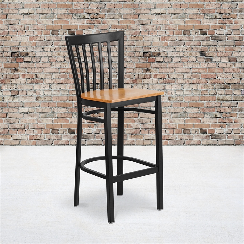 Flash Furniture Metal Restaurant Bar Stool in Black and Natural