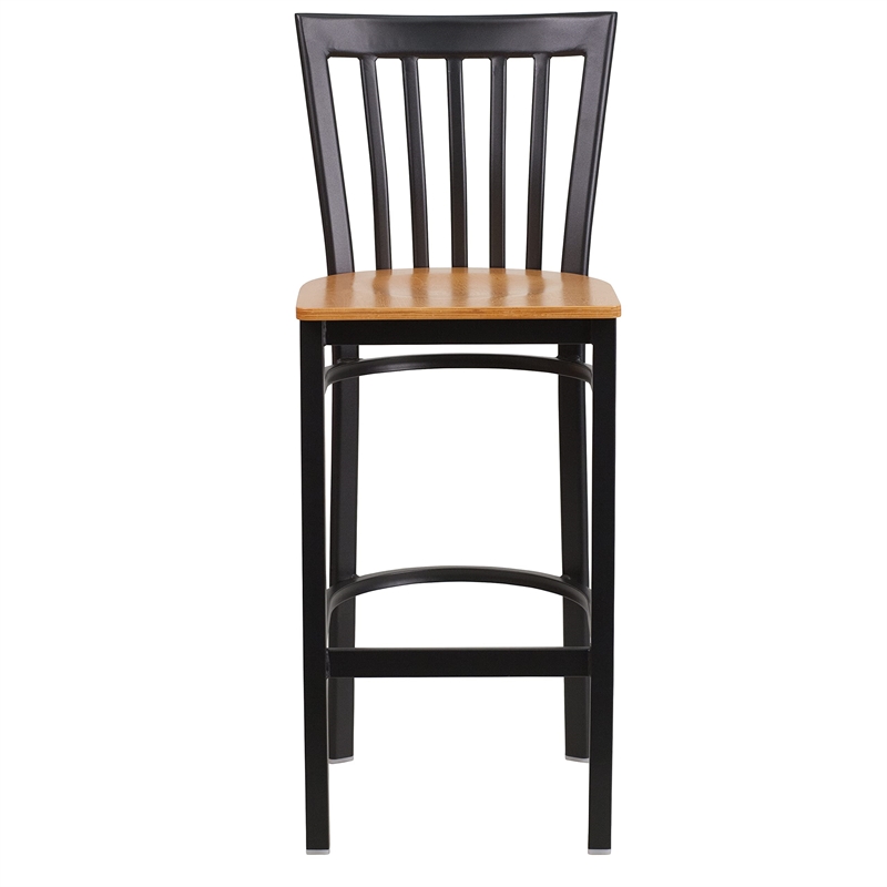 Flash Furniture Metal Restaurant Bar Stool in Black and Natural