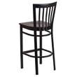 Flash Furniture Metal Restaurant Bar Stool in Black and Walnut